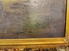 Old Painting Oil on canvas 82/34cm. (103/56cm.overall) by W.T.Nocken