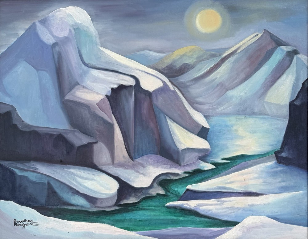 Awesome Dorothea Morgan Alaskan Night Painting Alaska MCM Modernist Landscape