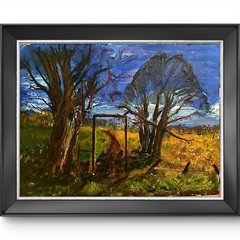 Country Path with Trees Blue Sky Landscape Painting 12×16 Original Oil