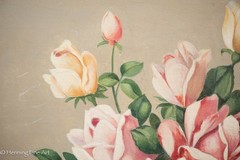 Stunning Vintage Oil Painting of Pink Roses in Clear Vase Signed A. Ruiz, Fine!