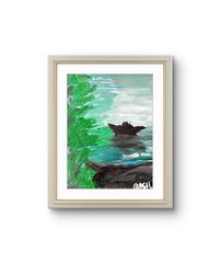Boat In Stillness Quiet Passage Original Expressionism Acrylic Abstract Canvas