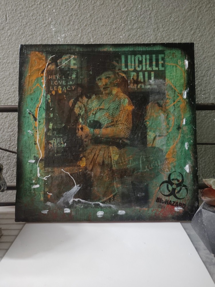 Lucille Ball Painting Print On Wood Canvas 12 x 12 Wall Art Industrial