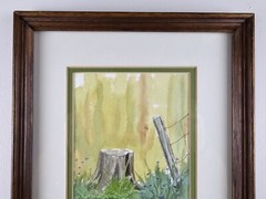 Vintage Original Signed Patricia Bardes Watercolor Painting 13.75×10.75 Framed