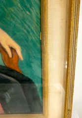 Vintage Mid-Century Pastel Portrait Painting Martha Herpst Newcomb Macklin Frame