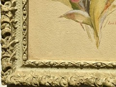 Pair Doris Perry Floral Flower Watercolor Painting Signed Art Noveau Gesso Frame
