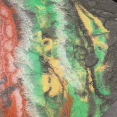 Acrylic Fluid Pour Abstract Painting on Wood Panel High Gloss Resin Large 23×17