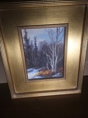 Winter White Birch Painting Aspen in Winter J.W. Heffernon Wood Frame