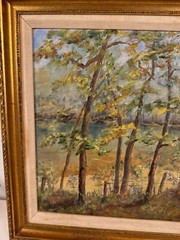Vintage Lillian Renshaw Signed Oil on Board Painting Black River, Missouri