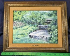 Rare Paul Bruyere Painting „Fantasie“ 1969 Palm Beach Art Show A French Garden