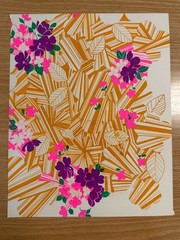 Original Gouache Textile Design Silhouette Wildflower Grass Pattern Study