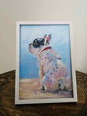French Bulldog Original Oil Painting, Dog Art Work, Pet Portrait Paint, 5×7″