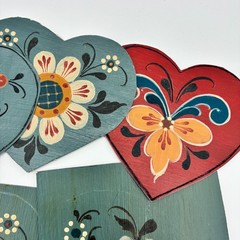 Vtg Hand Painted Rosemaling Samples Lot of 16 on Scrap Paper Cardboard Folk Art