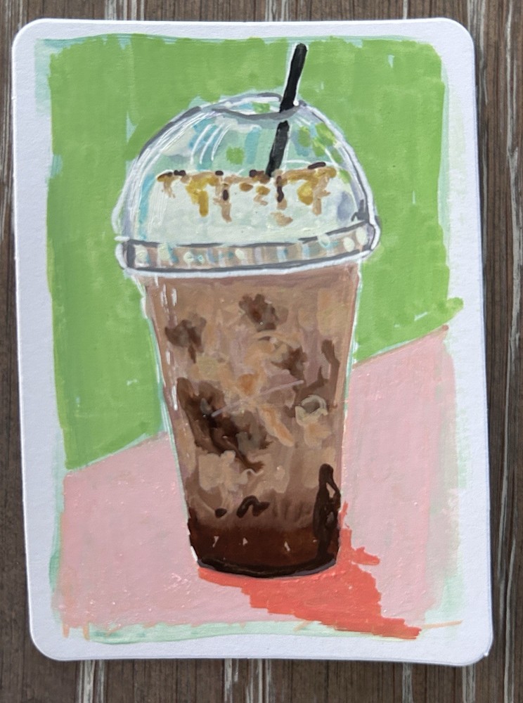 3.5” x 2.5” ACEO Original Salted Caramel Coffee painting- Tracey Bower Art
