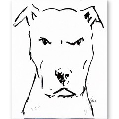 Gentle Giant Original Pit Bull Ink Drawing Art 14×11 Signed Dog Wall Home Decor
