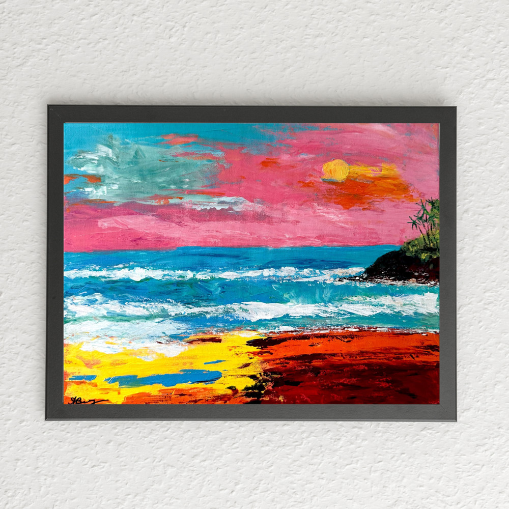 Abstract Expressionist Original Seascape Painting Living Room Wall Art 16×12