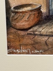 Mark Engelien Original Watercolor Painting 2021 Southwest Pueblo Architecture