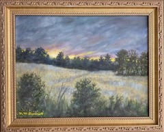 HAYFIELD SUNRISE – oil landscape painting on 10 X 13 inch canvas by K. McDermott