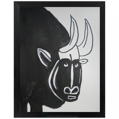 Abstract/Expressionism 9 x 12 Bull Profile One of a Kind Acrylic Painting