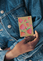 ACEO / ATC Strawberries Toned Paper Still Life Background Acrylic OOKA Painting