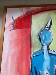Clowns -Figural Abstract Impressionist -Upside Down Hearts-Original Painting