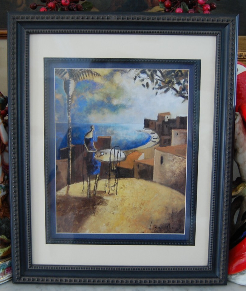 SIGNED FRAMED DOUBLE MATTED DIDIER LOURENCO COLOR PRINT „SUNSET AMONG THE TREES“