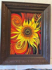 9 x 12 Original Framed Acrylic Painting on Canvas…..“Sunflower“
