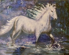 impressionistic Print of my White Horse “Free Spirit” direct from Artist