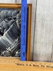 Waterfall Landscape Painting On Mirror Signed By Tom Dunham 13.5 Inches By 13.5
