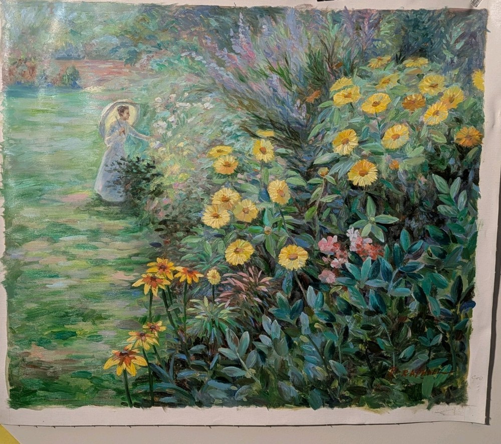 Canvas Oil Painting By P. Raphael „Garden In The Rue Cortot Montmartre, Paris“