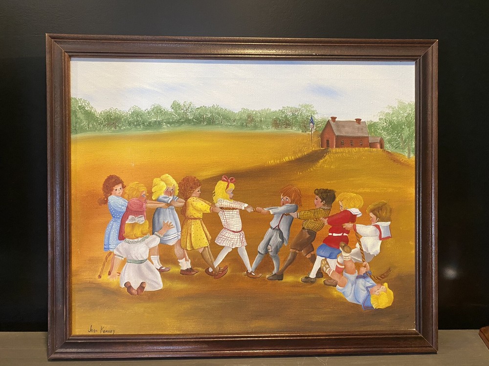 Vintage Original Painting By Joan Konney 1989 Signed “tug O war”