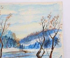 D Holby WAITING FOR SPRING Snowscape 17 1/2 x 14 3/4″ Watercolor on Board