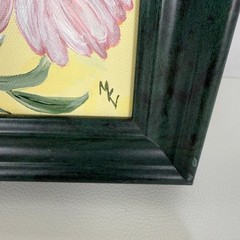 Hummingbirds Pink Flowers Original Acrylic Painting On Canvas Signed Framed Art