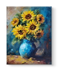 Original Oil Painting Sunflowers Floral Still Life 14×18 Canvas Signed Wall Art