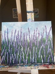 Lavender Field,landscape,flowers, 16/20 Acrylic Painting On Canvas