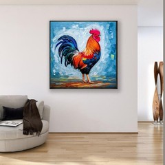 ORIGINAL Oil PAINTING on Canvas Rooster Textured Art 12×12 in Custom Order