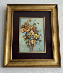 Laura Fiorini – Milano – Oil Painting Still Life Flowers Wooden Frame 44.5 x 53.5cm