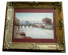 CASTEL SANT ‚ ANGELO ROME ITALIAN PAINTING CIRCA 1900 Mausoleum of Hadrian FINE!
