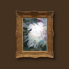 Full Moon From Forest Contemporary Expressionist Abstract Oil Painting