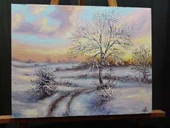 Ukraine Artist Original Winter Landscape Oil Painting Snowy Tree Wall Decor Gift