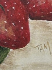 Original Artwork Strawberries by Tami Wolfgram Signed Cottage Core 11 x 9.5 in
