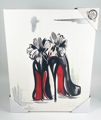 Liesl Long Colleen Karis Black Stiletto Pumps High Heel Shoes Red Soles Canvas
