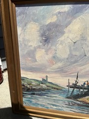 FRANCIS PULITO Signed Oil Painting Creek Landing 1970s Berlin CT NE Harbor