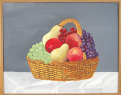 Vtg 1990’s Original Signed Carmen Girata Basket With Fruits Oil Painting 20X16