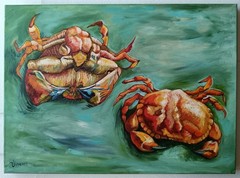 Two Crabs Van Gogh Hand-Painted Oil Reproduction Canvas 13.8×19.7 in