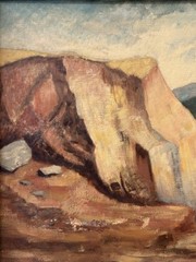 🔥 Fine Antique 1939 WPA California MINING Regionalist Landscape Oil Painting
