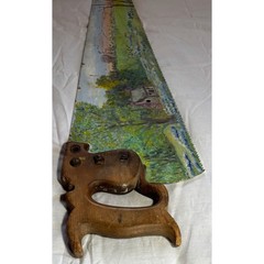 Vintage Hand Painted Landscape Handsaw Folk Art Floral Windmill Farm Bluebonnet