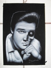 Elvis Presley, size 16″x11″, oil on black velvet