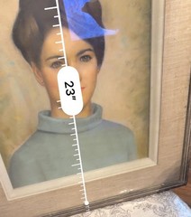 AMERICAN MID CENTURY ORIGINAL OIL PAINTING Women PORTRAIT FOLK ART LG 20″