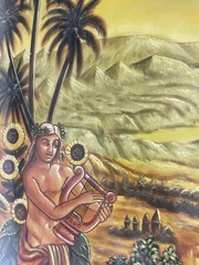 Original Painting Cloth Astrology Zodiac LEO Lion Apollo Tarot BOSSCHART FRAMED