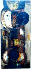 SPANISH SCHOOL FINE VINTAGE ORIGINAL IMPASTO ABSTRACT OIL PAINTING